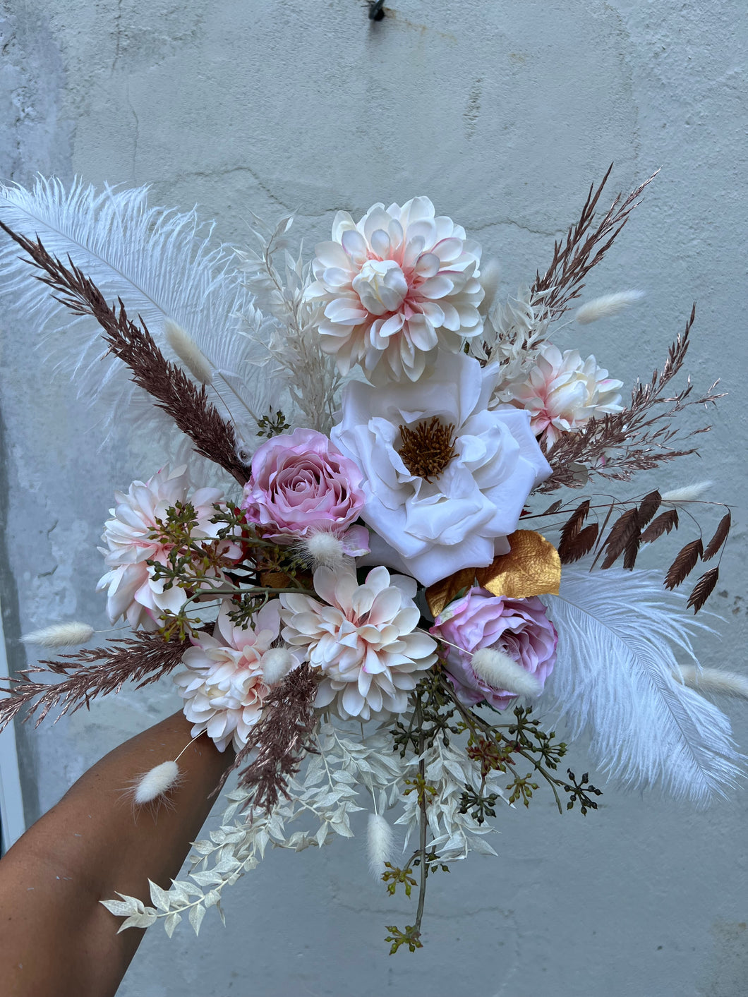 Evigvarende brudebukett med fjær